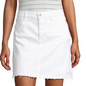 White fringe denim mid rise skirt size 18